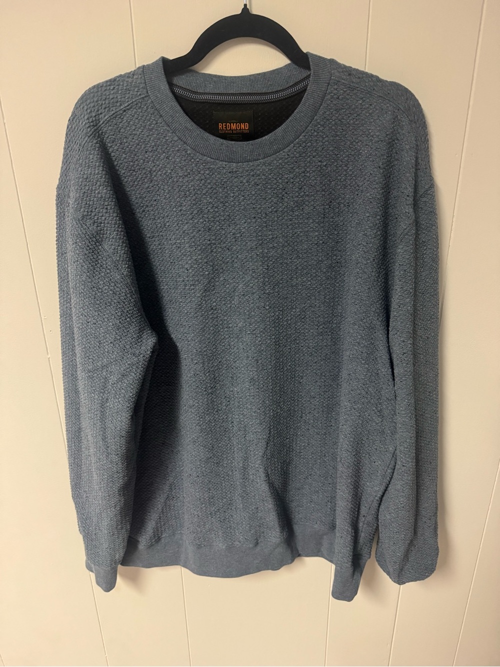 Men's Redmond Heather Blue Textured Crewneck Sweater